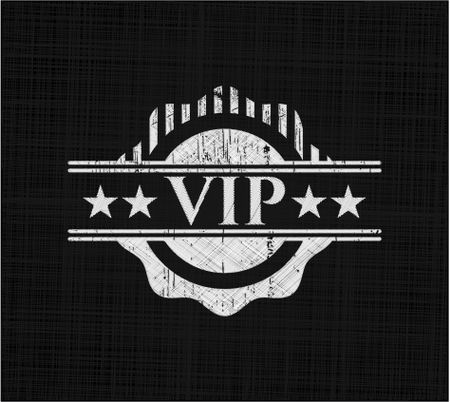 VIP chalkboard emblem on black board