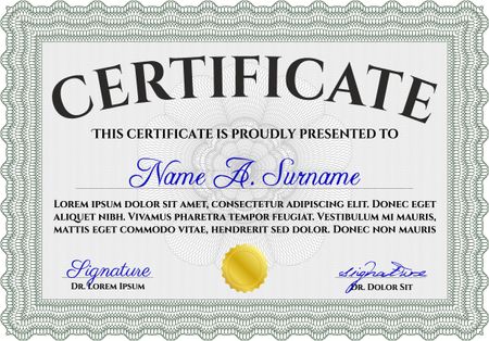 Diploma. Good design. With background. Border, frame. Green color.