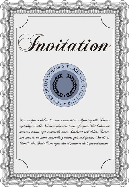 Retro invitation template. Border, frame. With linear background. Beauty design. 