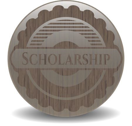 Scholarship retro wooden emblem