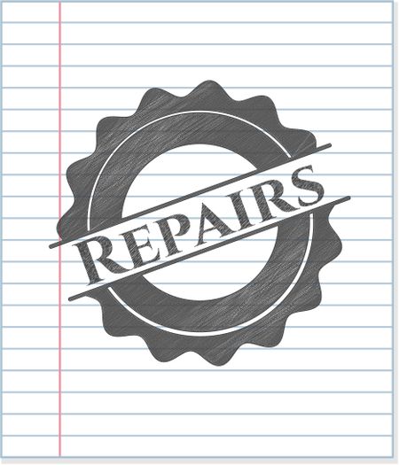 Repairs emblem with pencil effect