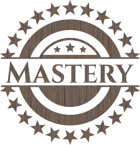 Mastery badge with wood background