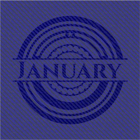 January emblem with denim texture
