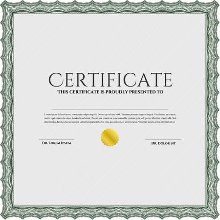 Green Certificate template or diploma template. Complex background. Vector pattern that is used in currency and diplomas.Beauty design. 