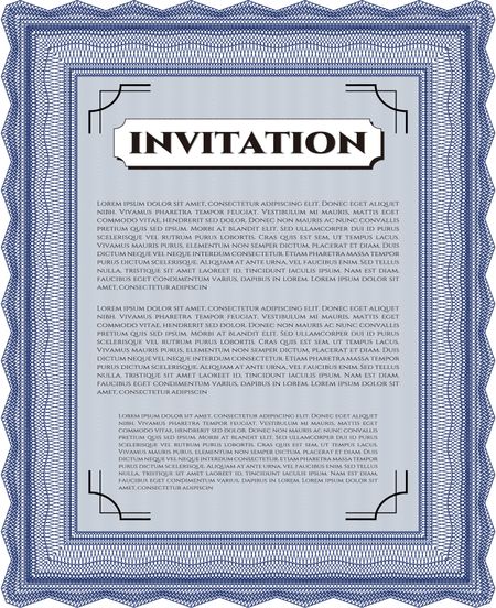 Retro invitation. Lovely design. Complex background. Border, frame. 