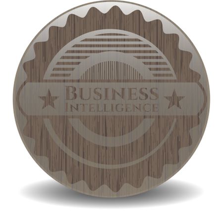 Business Intelligence wood icon or emblem
