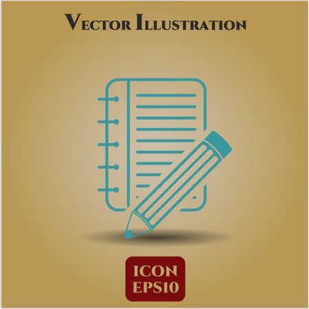 notebook with pencil icon vector symbol flat eps jpg
