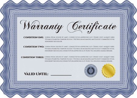 Warranty template. With complex background. Customizable, Easy to edit and change colors. Good design. 