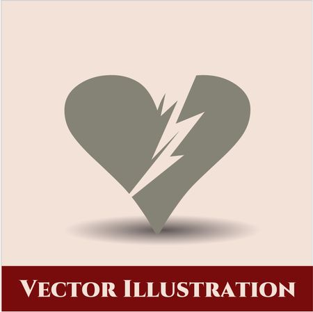 broken heart icon vector symbol flat eps jpg app web