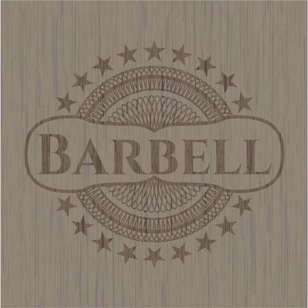 Barbell wood icon or emblem