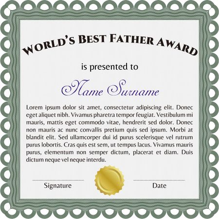 Best Father Award. Border, frame. With linear background. Beauty design. 