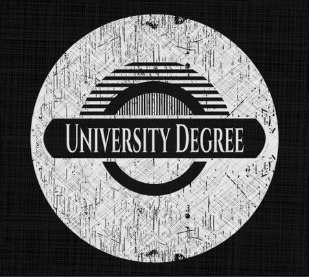 University Degree chalkboard emblem on black board