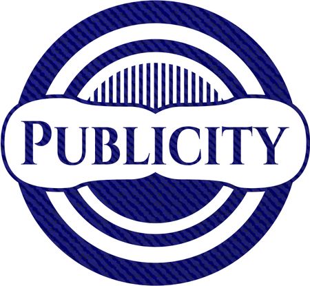 Publicity emblem with denim high quality background