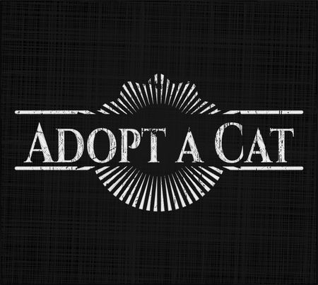 Adopt a Cat chalkboard emblem on black board