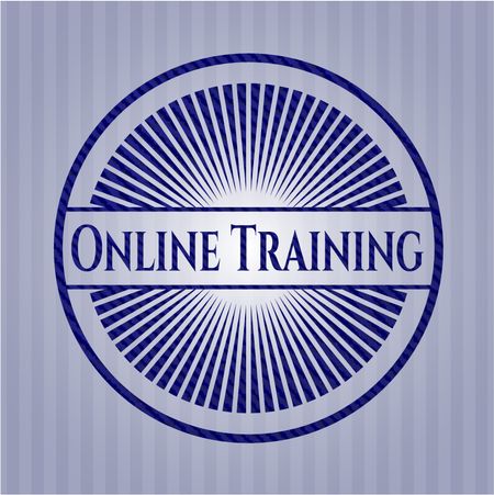 Online Training jean or denim emblem or badge background
