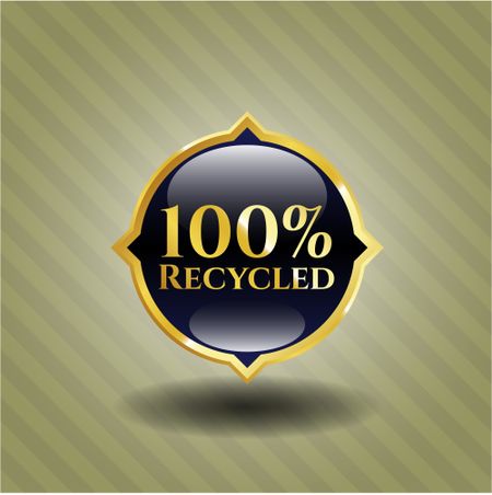 100% Recycled golden badge or emblem