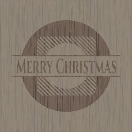 Merry Christmas retro style wooden emblem