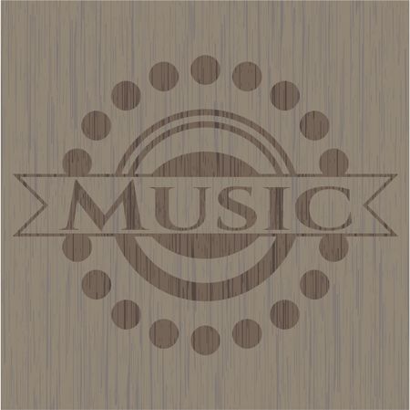 Music wooden emblem. Vintage.