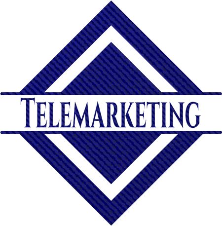 Telemarketing jean or denim emblem or badge background