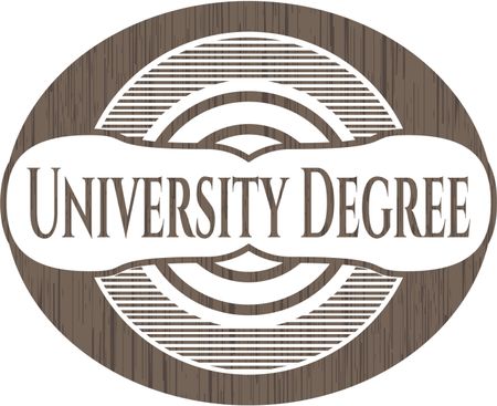 University Degree realistic wooden emblem