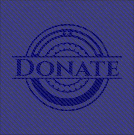 Donate jean or denim emblem or badge background