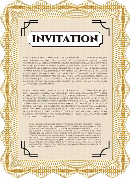 Formal invitation template. Customizable, Easy to edit and change colors. With complex background. Excellent design. 