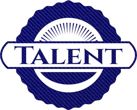 Talent badge with denim texture