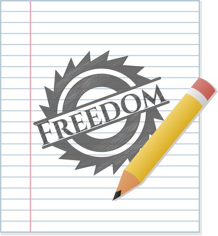 Freedom emblem drawn in pencil