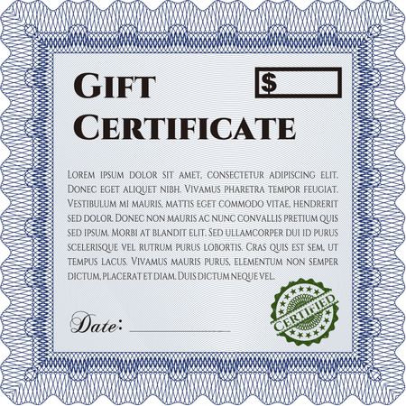 Gift certificate. Nice design. Easy to print. Detailed.