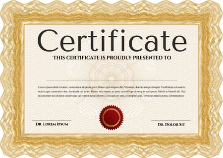 Orange Certificate or diploma template. Cordial design. Easy to print. Customizable, Easy to edit and change colors. 