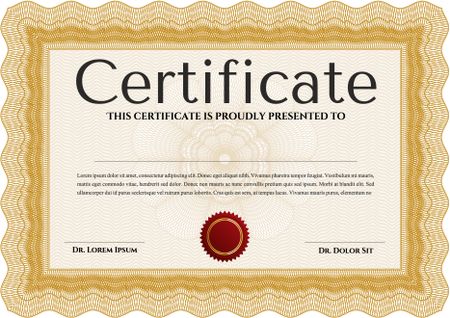 Orange Certificate or diploma template. Cordial design. Easy to print. Customizable, Easy to edit and change colors.