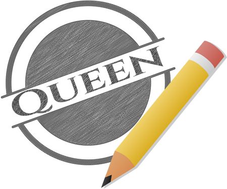Queen emblem drawn in pencil