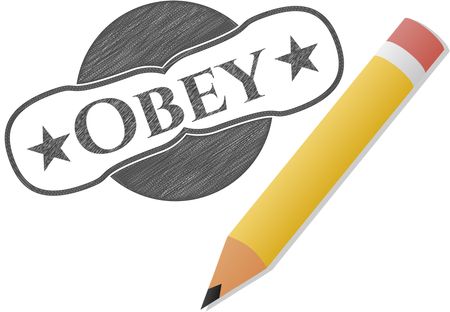 Obey emblem with pencil effect