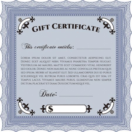 Gift certificate. Detailed. Easy to print. Nice design. 