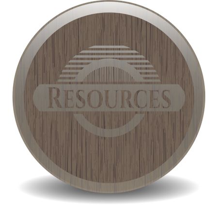 Resources badge with wooden background