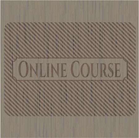 Online Course wood icon or emblem