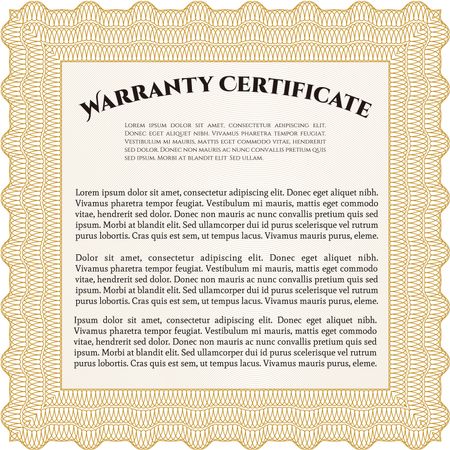 Sample Warranty. Border, frame. With linear background. Beauty design.