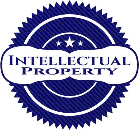 Intellectual property jean or denim emblem or badge background