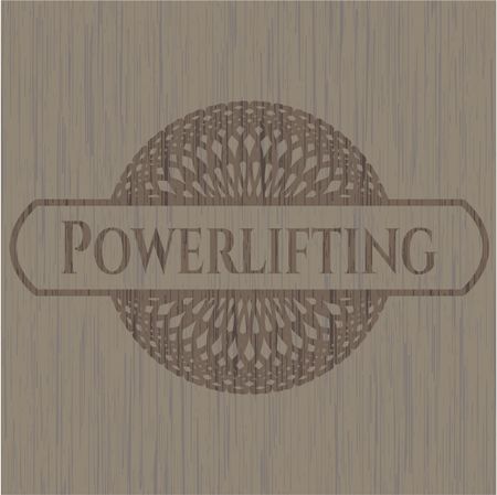 Powerlifting realistic wooden emblem