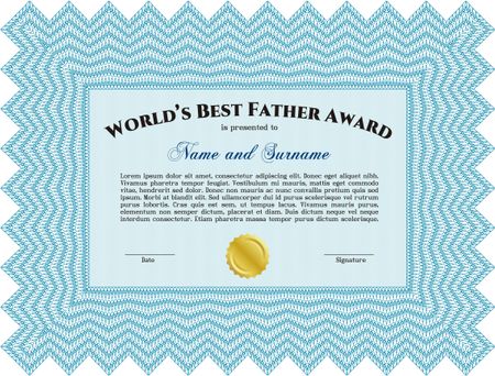 Best Father Award. With linear background. Border, frame. Beauty design. 