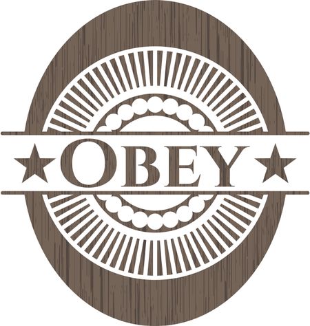 Obey retro wooden emblem