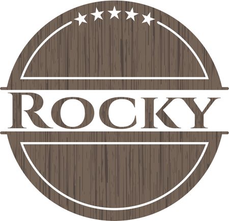Rocky retro wooden emblem
