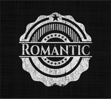 Romantic chalkboard emblem on black board