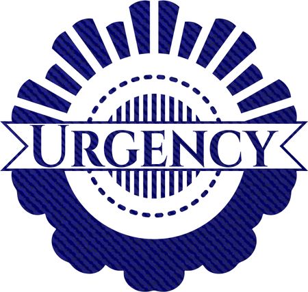 Urgency emblem with jean background