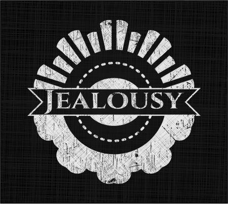 Jealousy chalk emblem, retro style, chalk or chalkboard texture