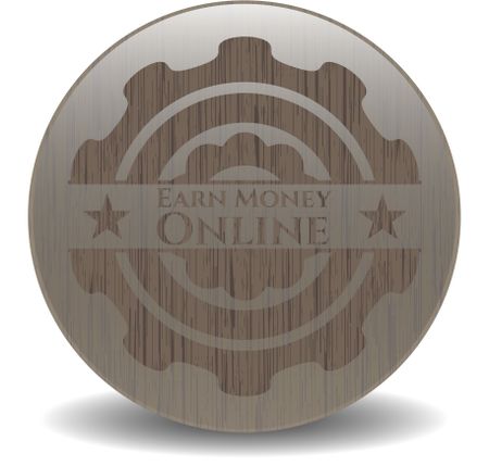Earn Money Online wood icon or emblem