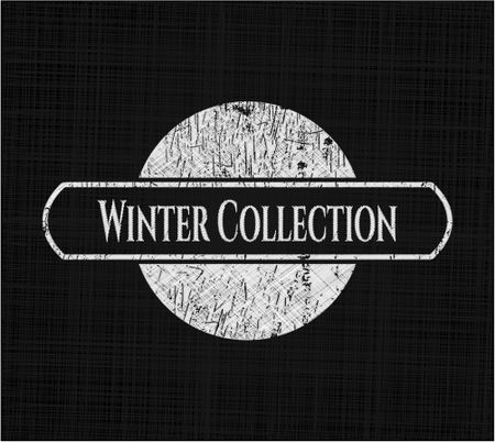 Winter Collection chalk emblem, retro style, chalk or chalkboard texture