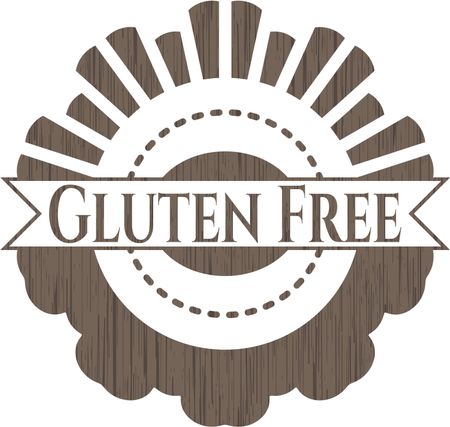 Gluten Free badge with wooden background