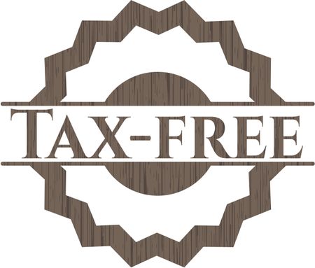 Tax-free badge with wooden background
