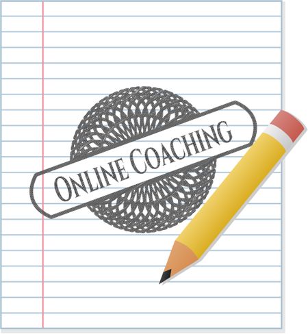 Online Coaching pencil strokes emblem